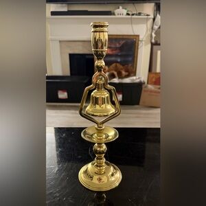 Vintage Brass Baldwin English 13" Candlestick Holder Tavern Service Bell Rare